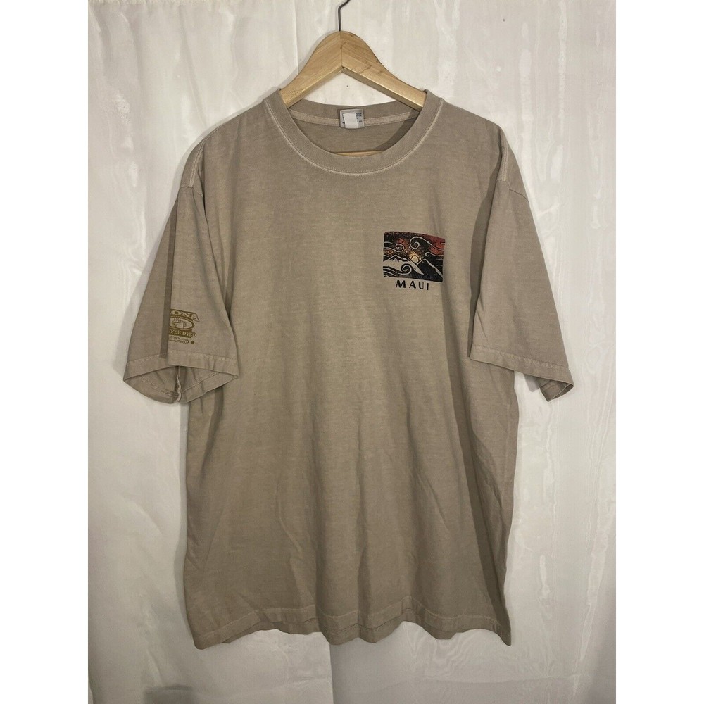 Crazy Shirts Maui Haleakala Hawaii T-Shirt Mens Large Kona Coffee Dyed